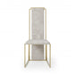 Set of Two Beige and Gold Upholstered Dining Side Chairs