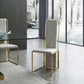Set of Two Beige and Gold Upholstered Dining Side Chairs