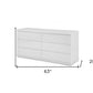 63" White Solid Wood Six Drawer Double Dresser