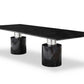 120" Black Marble Double Pedestal Base Dining Table