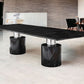 120" Black Marble Double Pedestal Base Dining Table