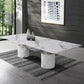 120" White Marble Double Pedestal Base Dining Table