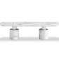 120" White Marble Double Pedestal Base Dining Table