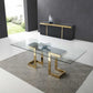 87" Clear And Gold Glass And Stainless Steel Double Pedestal Base Dining Table