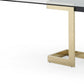 87" Clear And Gold Glass And Stainless Steel Double Pedestal Base Dining Table