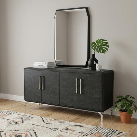 71" Gray Stainless Steel Solid Console Table