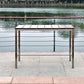 55" Wood Brown And Silver Solid Wood And Stainless Steel Dining Table