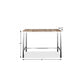 55" Wood Brown And Silver Solid Wood And Stainless Steel Dining Table