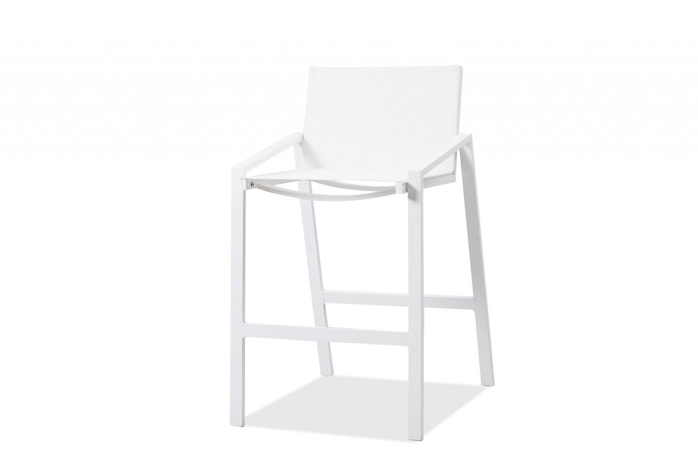 28" White Iron And Steel Counter Height Bar Chair