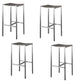 Set of Four 28" Brown and Silver Iron and Steel Backless Counter Height Bar Chairs
