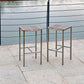 Set of Four 28" Brown and Silver Iron and Steel Backless Counter Height Bar Chairs