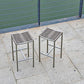 Set of Four 28" Brown and Silver Iron and Steel Backless Counter Height Bar Chairs