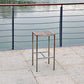 Set of Four 28" Brown and Silver Iron and Steel Backless Counter Height Bar Chairs
