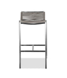 28" Brown And Silver Iron And Steel Low Back Bar Height Bar Chair
