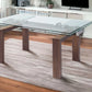 63" Clear and Brown Glass Self-Storing Leaf Dining Table