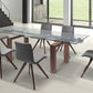 63" Clear and Brown Glass Self-Storing Leaf Dining Table