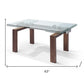 63" Clear and Brown Glass Self-Storing Leaf Dining Table