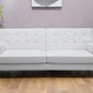 80" White Faux Leather Sleeper Sofa With Silver Legs