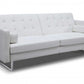 80" White Faux Leather Sleeper Sofa With Silver Legs