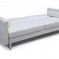 80" White Faux Leather Sleeper Sofa With Silver Legs