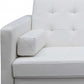 80" White Faux Leather Sleeper Sofa With Silver Legs
