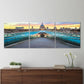 Set of Three Blue Gray And Yellow Acrylic Square Hanging Wall Decor