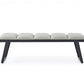 57" Light Gray and Black Upholstered Faux Leather Bench