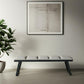 57" Light Gray and Black Upholstered Faux Leather Bench