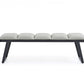 57" Light Gray and Black Upholstered Faux Leather Bench