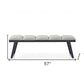 57" Light Gray and Black Upholstered Faux Leather Bench