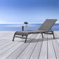 Set of Two 23" Taupe Metal Outdoor Chaise Lounge