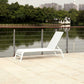Set of Two 23" White and Chrome Indoor Outdoor Chaise Lounge