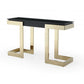52" Black and Gold Glass Pedestal Console Table
