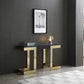 52" Black and Gold Glass Pedestal Console Table