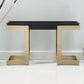52" Black and Gold Glass Pedestal Console Table