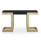 52" Black and Gold Glass Pedestal Console Table