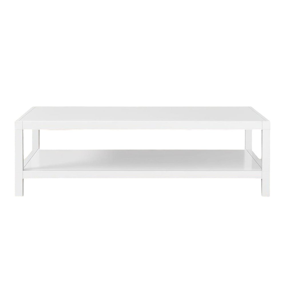 35" White Aluminum Coffee Table With Shelf