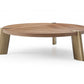 55" Brown and Gold Wood And Stainless Steel Round Coffee Table