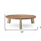 55" Brown and Gold Wood And Stainless Steel Round Coffee Table
