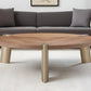 55" Brown and Gold Wood And Stainless Steel Round Coffee Table
