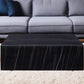 35" Black Genuine Marble And Brass Square Coffee Table