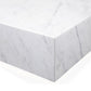 35" White Genuine Marble And Brass Square Coffee Table