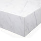 35" White Genuine Marble And Brass Square Coffee Table