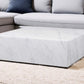 35" White Genuine Marble And Brass Square Coffee Table
