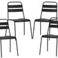 Set of Four Gray Faux Leather Dining Side Chairs