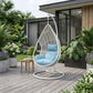 40" Blue and Steel stand finished Metal Outdoor Swing Chair with Blue Cushion