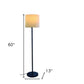 60" Black And White Floor Lamp With White Fabric Drum Shade