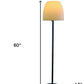 60" Black And White Metal Floor Lamp With White Bowl Shade