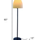 60" Black And White Metal Floor Lamp With White Bowl Shade
