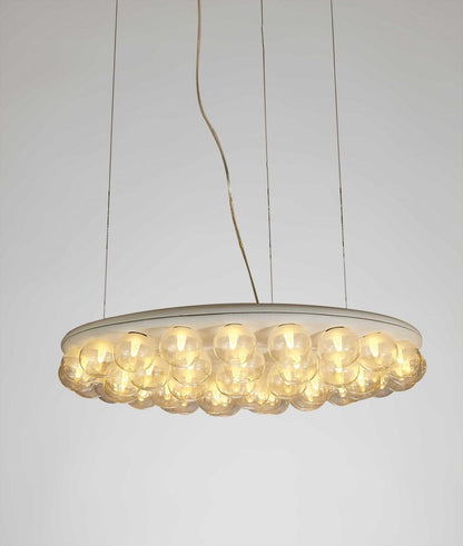 29 X 29 X 7 White Glass Metal Pendant Lamp